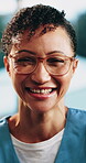 Face, healthcare and laughing with nurse in hospital for care, help or medical support. Confidence, funny and glasses with happy health professional at clinic for assistance, service or wellness