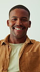 Face, black man and relax at house with smile, peace and calm  morning for stress relief. Portrait, male person and laughing in home for day off, positive attitude and comfortable for weekend break