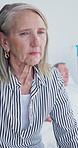 Sad, hospital and senior woman visit sick husband with bad news, diagnosis and results. Old person, unhappy and thinking with worry, concern and stress for terminal illness of patient in bed