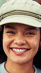 Happy, face and woman in city with laugh for travel, outing and explore outdoor on college break. Portrait, student and person with confidence for school holiday, vacation and weekend for tourism