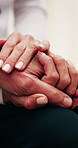 Care, holding hands and senior person for comfort, empathy or trust for assisted living in retirement. Old, caregiver woman and together for love, understanding and kindness or support and compassion