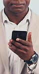 Hands, phone and video call with disappointed black man in studio for negative feedback. App, frustration and virtual communication with annoyed business person on white background for bad news