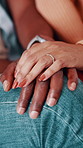 Couple, loyalty and holding hands with love for connection, bonding together and understanding partner. Woman, man and trust in marriage with romantic relationship, support or appreciation of spouse.