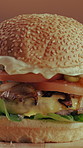Beef, burger and fast food in restaurant for takeaway order, lunch or catering for hospitality. Time lapse, meal service and vegetables on wooden board with meat, lettuce and tomato for sandwich