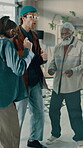 Happy, group and dancing with team in office, graphic designer or celebration for assignment success. Design, business and people with rhythm for achievement, collaboration and motivation for project