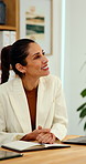 Smile, woman and talking at meeting, welcome and hr discussion for recruitment in office. Talent acquisition, mature person and conversation with greeting, good morning or hiring with job opportunity