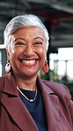 Business, face or woman in agency with laugh, finance advisor or positive attitude as wealth manager. Happy, portrait and mature investment consultant with humor, confidence or about us in accounting