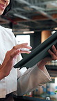 Hands, research and woman with tablet in agency for compliance, policy report or reading email. Tech, consultant and person at workplace for enterprise regulation, risk management or information