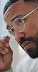 Business, headache and man with glasses in office with stress, migraine and overworked for deadline. Finance, corporate and person with pain, frustrated and upset for fatigue, burnout and pressure