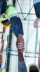 People, logistics and handshake with team applause in warehouse for partnership or shipping deal. Low angle, employees or colleagues shaking hands with agreement for distribution, b2b or success