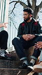 University campus, students and talking with friends on break, knowledge and planning for assignment. College, education and happy people with ideas for exam, discussion and academic development