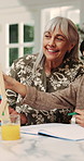 Homework, grandmother and child with abacus in home for math, help or surprise for correct answer. Homeschool, writing and kid counting beads for equation, problem solving and family support in study