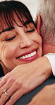 Doctor, woman and hug with senior patient for thank you, gratitude or appreciation in nursing home. Happy, female person or healthcare worker with smile for comfort, medical care or support in house