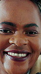 Face, happy and woman with headset for talking, online consulting and contact us in call center. Business, portrait and African person with mic for customer service, communication and crm support