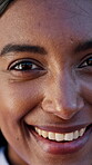 Wellness, face and Indian woman with laugh, positive attitude and good mood with weekend unwind. Portrait, closeup and happy person with confidence, humor satisfaction and upbeat moment on day off.