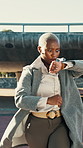 Woman, city or running late with watch for business deadline, meeting or appointment. Female person, employee or rushing to work with wristwatch, time or shoes for mistake or schedule delay in town