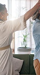 Dance, love and smile with lesbian couple in home together of affection, commitment or connection. Holding hands, lgbt relationship and music with happy senior women in apartment for bonding