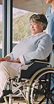 Elderly, nurse or happy woman with wheelchair for mobility, assisted living or healthcare in home. Caregiver, health worker or female person with a disability for senior care or medical help in house