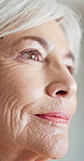 Thinking, relax and elderly woman in home with planning, ideas or decision on retirement experience. Choice, daydream and senior person in living room with nostalgia, reflection or memory in house