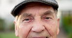 Vision, eyes and face of senior man with optometry, optical care and glaucoma test for health. Happy, portrait and elderly person in retirement with weak eyesight, prescription or cataract removal.