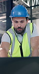 Contractor, laptop and discussion with man for construction project, renovation or development. Person, architect or planning with computer for building design, maintenance or schedule in office