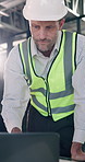 Architect, laptop and talking with man for construction project, renovation or development. Mature person, contractor or planning with computer for building design, maintenance or schedule in office