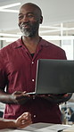 Applause, happy and man on laptop in meeting for feedback, project approval and good news. Startup, creative and people with tech, clapping and excited for goals, achievement and campaign success