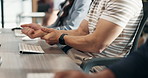Man, hands and stress with wrist pain in office for overworked strain, pressure or muscle tension. Male person, analyst and typing with sore ache or injury for carpal tunnel syndrome in workplace
