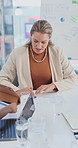 Business, woman and staff in meeting with documents, training and finance graph for accounting. People, talking and paperwork in office for coaching team, data analytics and stats for financial audit