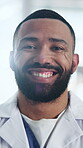 Doctor, face and happy man in hospital, healthcare and pride for medical career and wellness service. Clinic, health specialist and person with smile, help and confident for job opportunity in Mexico