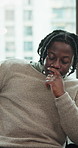 Thinking, business and black man in office for therapy, work conflict and guidance for mental health. Upset, male person and stress in workplace for corporate dispute, employee trauma and counseling