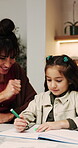 Help, mother or child with homework in home for education, support or high five for development. Homeschool, happy mom or girl kid with celebration for learning, writing or pride for problem solving