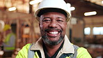 Carpentry, face or man in workshop with ppe, tradesman or ambition in manufacturing industry. Laugh, hardhat or mature artisan with confidence, craftsman or about us in woodworking profession.