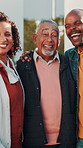 Face, couple and senior dad with selfie in front yard for retirement home visit, bonding and support. Laugh, family and elderly father at house for funny connection, relationship and holiday reunion