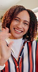 Face, happy woman and wave on video call, remote work and communication with portrait. POV, smile and mature freelancer in webinar, greeting and talk in online meeting for virtual conference at home