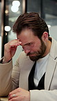 Stress, typing and businessman in office with mistake on finance report with error on budget. Serious, reading and financial manager on computer for investment proposal with pressure on deadline.