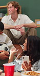 Selfie, friends and home with drinks for soccer match, spectators or together in lounge. Men, women and group in living room with snacks, laugh and picture for social media fan page for football