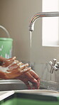 Renovation, paint or person in house with washing hands, toxic exposure or safety in contamination hazard. Hygiene, scrub or painter with water, chemical precaution or risk prevention in remodeling.