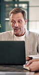 Laptop, meeting and mentor with business people in office for sales projection, stakeholder or report. Treasurer budget, digital review and revenue planning with mature employee in agency for manager