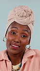 Doubt, face and shrug with black woman in studio for why, hands or dont know gesture. Confused, portrait and African person with questions, decision or wonder emoji with choice on blue background