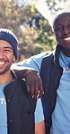 Face, volunteer and laugh outdoor with support for recycling team, charity and social responsibility. Happy, people and sustainability in nature with diversity, collaboration and environmental NGO.