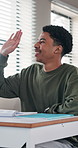 Student, high five and teacher with happy boy for education development, support and test paper. Teenager, smile and hand gesture with educator for success, exam results and school achievement