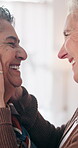 Lesbian, smile or couple in house with love, commitment or bonding together on weekend break. Trust, space or mature women with security, LGBTQ connection or romantic moment in happy relationship.