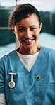 Face, funny and healthcare with nurse in hospital for care, help or medical support. Confidence, friendly and laughing with happy health professional at clinic for assistance, service or wellness