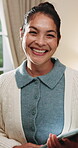 Face, laughing and tablet with therapist woman in office for mental health support or wellness. App, funny and healthcare with happy person in therapy clinic for agenda, digital calendar or schedule