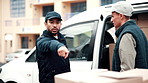 Delivery, man and stress with boxes in van for wrong packages, freight issue or overload. Frustrated, male person or courier guy with full vehicle for cargo distribution, schedule logistics or delay