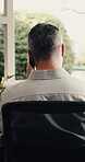 Behind, finance and phone call with business man in office for advice, consulting or feedback. Communication, explain and investment review with financial advisor at work for wealth management