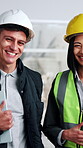 Architect, face and team on construction site, laugh or colleagues with smile for renovation project. Civil engineer, collaboration and happy people with tablet, solidarity and property development