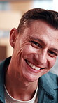 Face, man and laughing at startup for ecommerce, logistics and business owner for shipping. Portrait, male person or entrepreneur in office for procurement, supply chain and supplier for distribution