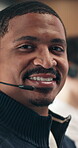 Face, call center and man in workplace for customer support, contact us and communication in office. Happy, professional and about us for help desk assistance, telecom and client advisor with mic